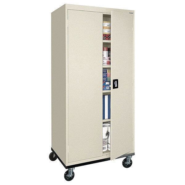 Solid Door Storage Cabinet, 36 in W, 78 in H, 24 in D, Putty