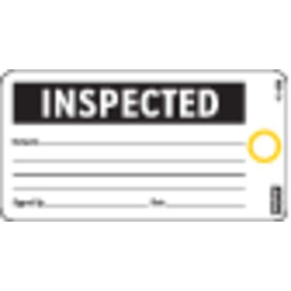 Inspected Tag, 3 x 5-3/4 In, Bk/Wht, PK25