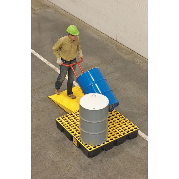 Drum Spill Containment Pallet, 66 gal Spill Capacity, 2 Drum, 2000 lb., High Density Polyethylene