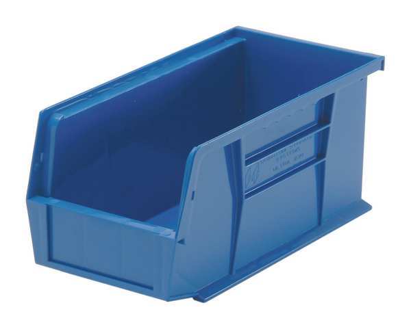 Hang & Stack Storage Bin, Blue, Polypropylene, 10 7/8 in L x 5 1/2 in W x 5 in H