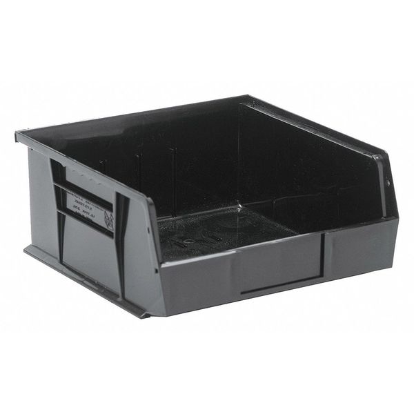 Hang & Stack Storage Bin, Black, Polypropylene, 10 7/8 in L x 11 in W x 5 in H, 50 lb Load Capacity
