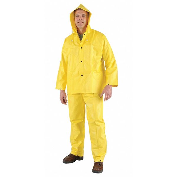 3 Pc. Rainsuit w/Detach Hood, Yellow, 2XL