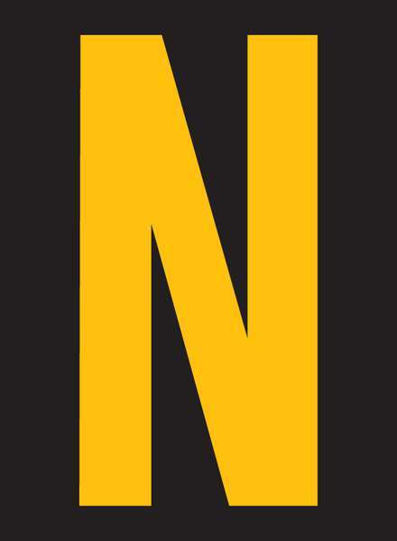 Reflective Letter Label, N, 2-1/2in H, PK25