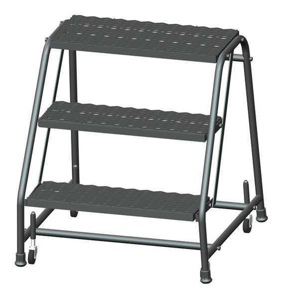 28 1/2 in H Steel Rolling Ladder, 3 Steps