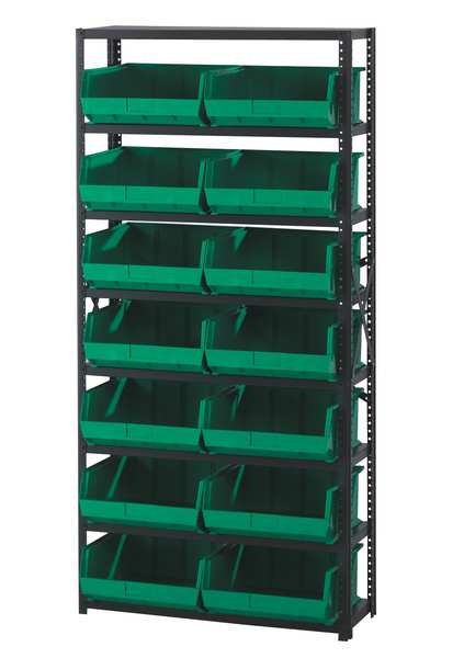 Steel Bin Shelving, 36 in W x 75 in H x 18 in D, 6 Shelves, Red