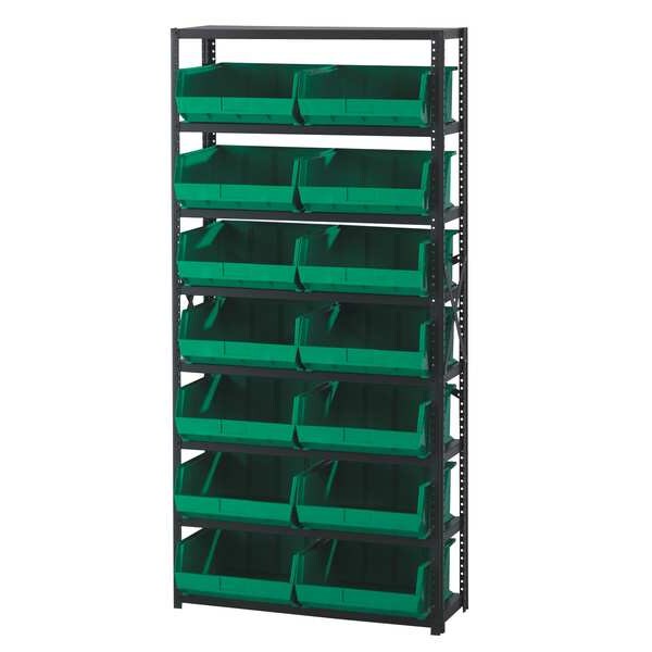 Steel Bin Shelving, 36 in W x 75 in H x 12 in D, 8 Shelves, Yellow