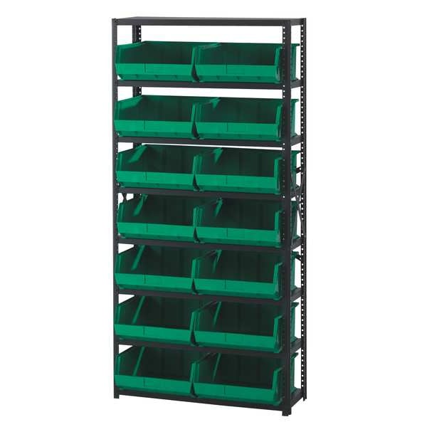 Steel Bin Shelving, 36 in W x 75 in H x 18 in D, 6 Shelves, Blue