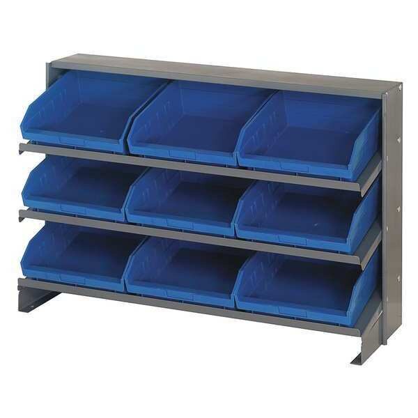 Steel Bench Pick Rack, 36 in W x 21 in H x 12 in D, 3 Shelves, Blue