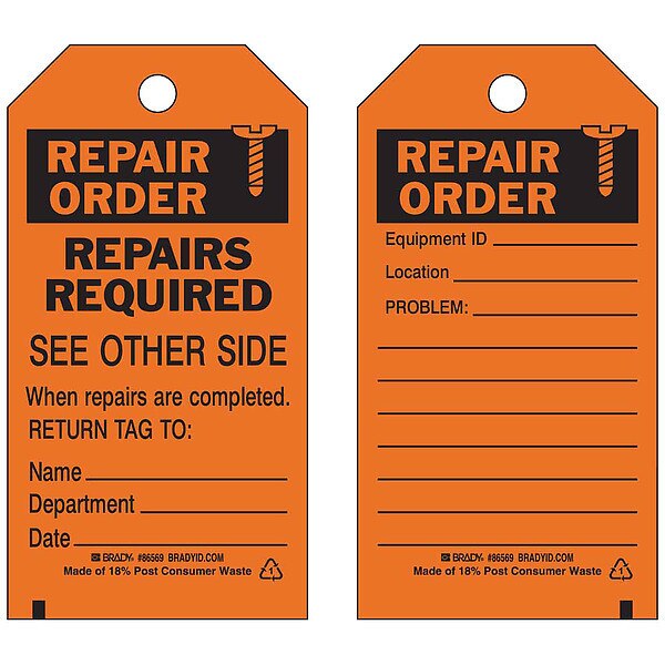 Repair Tag, 5 3/4 in Height, 3 in