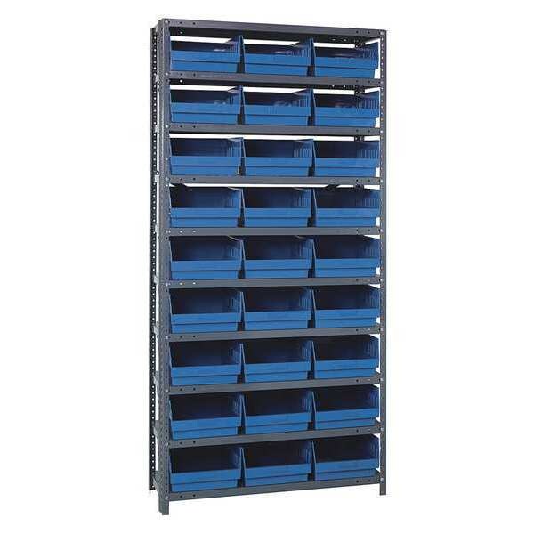 Steel Bin Shelving, 36 in W x 75 in H x 13 Shelves, Gray