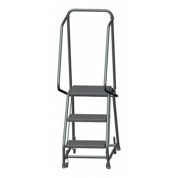 58 1/2 in H Steel Rolling Ladder, 3 Steps