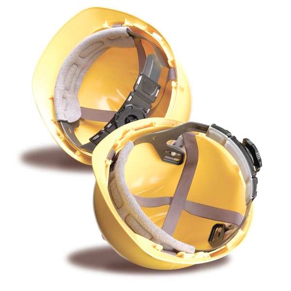 Front Brim Hard Hat, Type 1, Class E, Ratchet (4-Point), Yellow