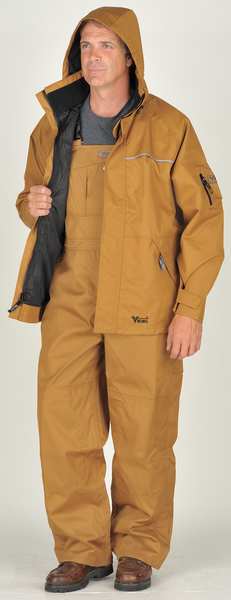 Classic Raincoat with Detachable Hood, PVC/Polyester, Waterproof, 49 in L, Yellow, XL