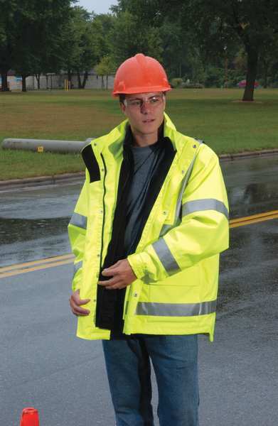 Icon Rain Jacket, Class 3, Type P, Ylw/Green, L