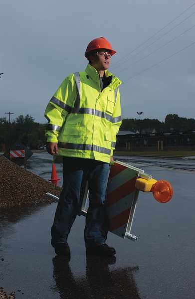 Icon Rain Jacket, Class 3, Type P, Ylw/Green, L