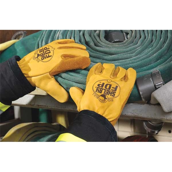 Firefighters Gloves, M, Pigskin Lthr, PR