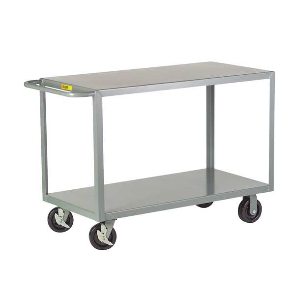 Steel Flat Handle Utility Cart, 2 Shelves, 3,600 lb