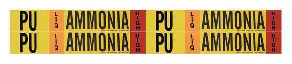 Ammonia Pipe Marker, PU, 1 to 2-1/2In, PK4