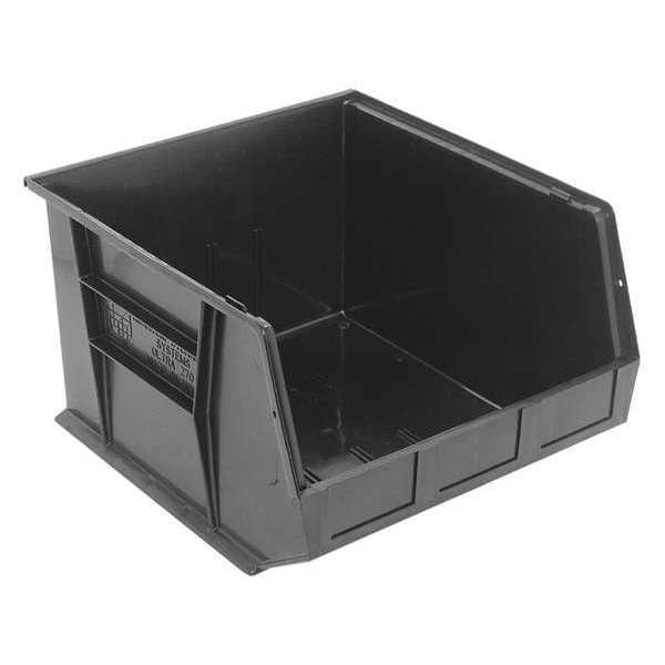 Hang & Stack Storage Bin, Black, Polypropylene, 18 in L x 16 1/2 in W x 11 in H
