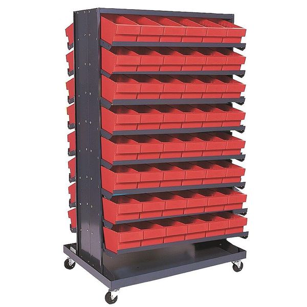 Steel Mobile Pick Rack, 36 in W x 60 in H x 16 Shelves, Gray