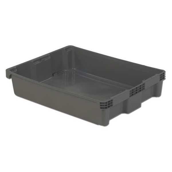 Stack & Nest Bin, Gray, Plastic, 29 5/8 in L x 22 3/8 in W x 6 1/8 in H, 70 lb Load Capacity