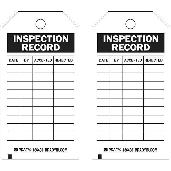 Inspection Rcd Tag, 5-3/4 x 3 In, Brs, PK10