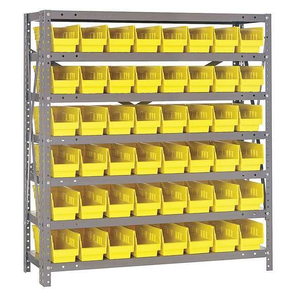 Steel Bin Shelving, 36 in W x 39 in H x 18 in D, 7 Shelves, Yellow