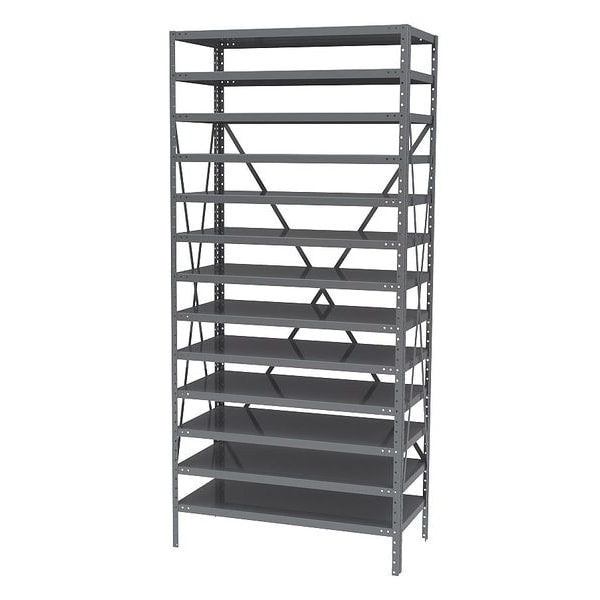 Steel Bin Shelving, 36 in W x 79 in H x 18 in D, 13 Shelves, Gray