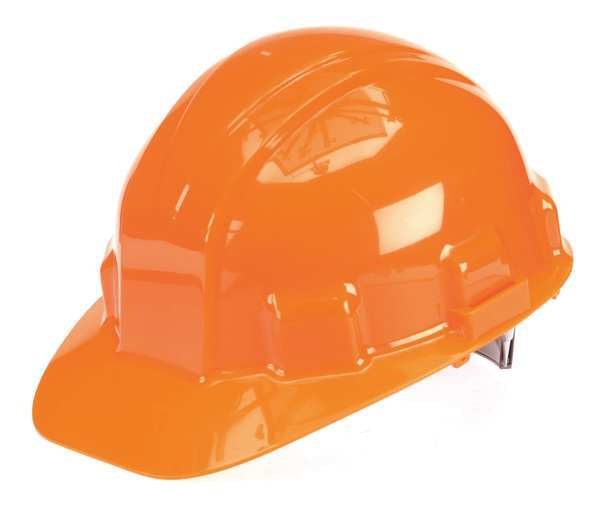 Front Brim Hard Hat, Type 1, Class E, Ratchet (6-Point), Hi-Vis Orange