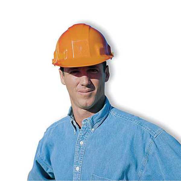 Front Brim Hard Hat, Type 1, Class E, Ratchet (6-Point), Hi-Vis Orange