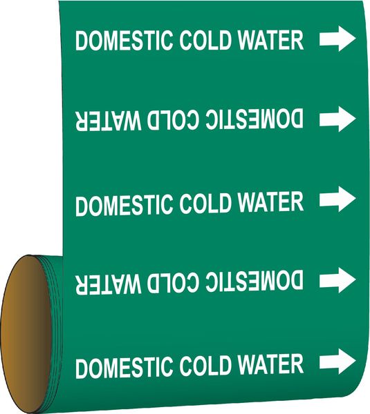 Pipe Marker, Domestic Cold Water, Grn, 41458