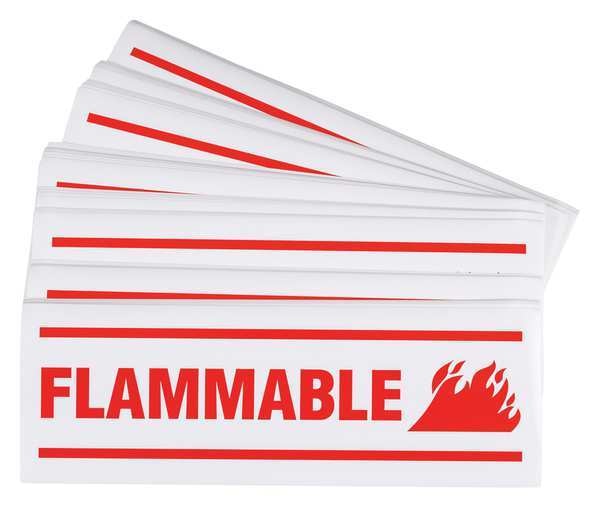 Flammable Label, 3 1/2 in Height, 10 in Width, Paper, Vertical Rectangle, English