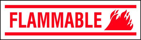 Flammable Label, 3 1/2 in Height, 10 in Width, Paper, Vertical Rectangle, English