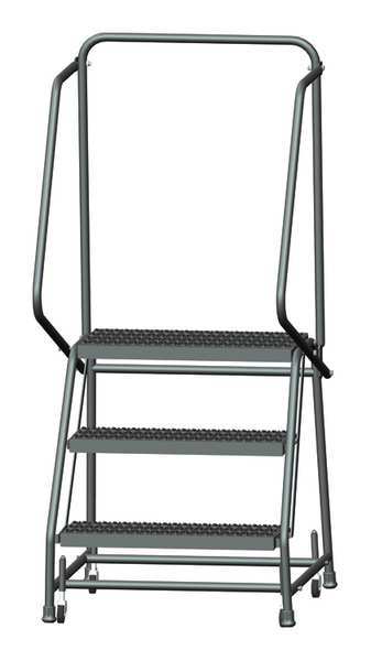 58 1/2 in H Steel Rolling Ladder, 3 Steps