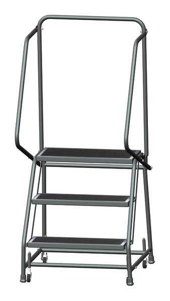 58 1/2 in H Steel Rolling Ladder, 3 Steps