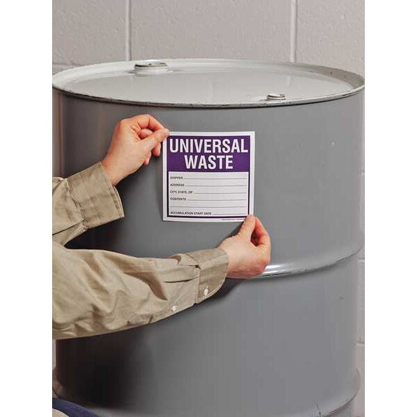 Haz Waste Label, Universal Waste, 6x6 in, Paper, 250/RL