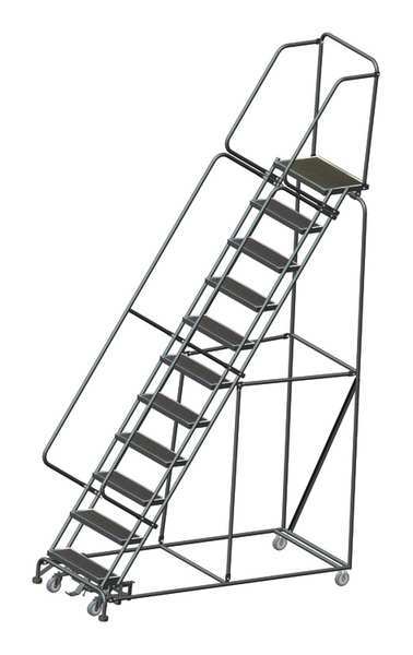 143 in H Steel Rolling Ladder, 11 Steps