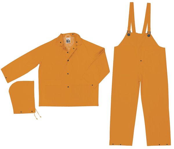 3 Pc. Rainsuit w/Detach Hood, Yellow, L