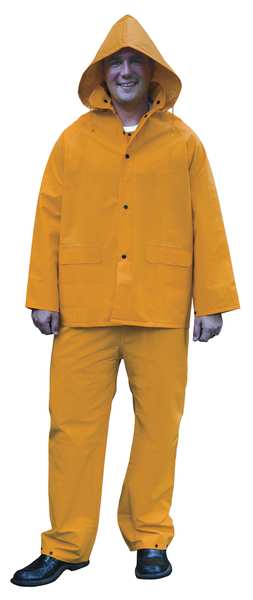 3 Pc. Rainsuit w/Detach Hood, Yellow, L