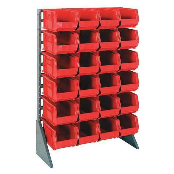 Steel Bin Rail Floor Rack, 36 in W x 15 in D x 54 in H, Red