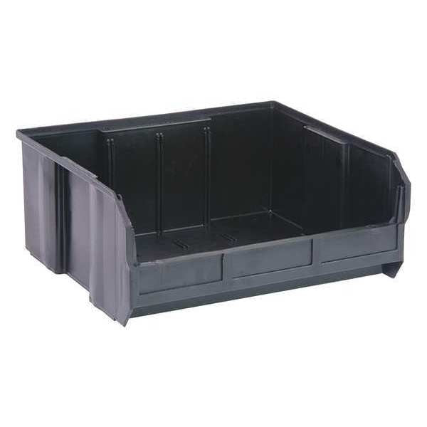 Hang & Stack Storage Bin, Black, Polypropylene, 14 3/4 in L x 16 1/2 in W x 7 in H