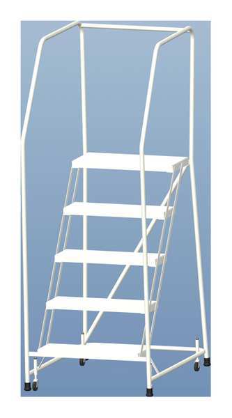 77 1/2 in H Aluminum Rolling Ladder, 5 Steps
