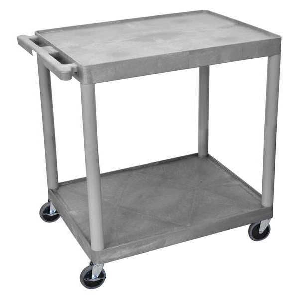 Polyethylene Utility Cart with Lipped Plastic Shelves, Flat, 2 Shelves, 400 lb