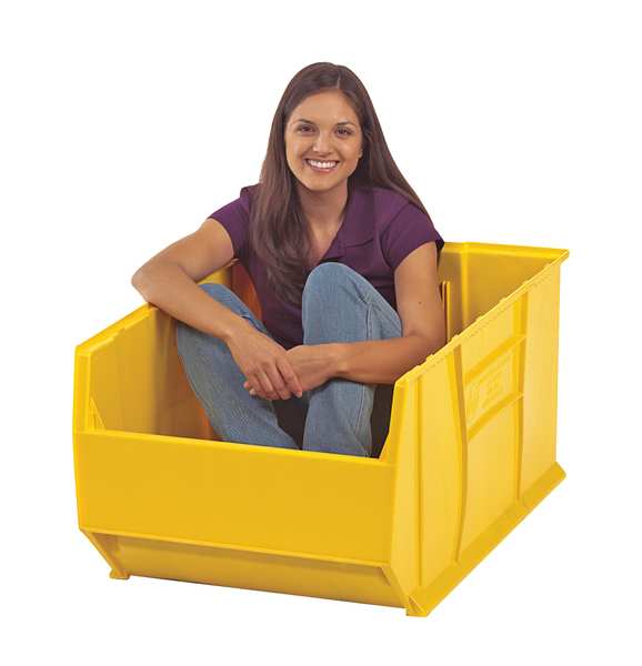 Storage Bin, Yellow, Polypropylene, 35 7/8 in L x 23 7/8 in W x 17 1/2 in H, 150 lb Load Capacity