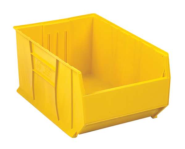 Storage Bin, Yellow, Polypropylene, 35 7/8 in L x 23 7/8 in W x 17 1/2 in H, 150 lb Load Capacity