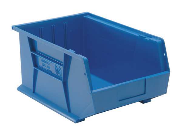 Hang & Stack Storage Bin, Blue, Polypropylene, 16 in L x 11 in W x 8 in H, 75 lb Load Capacity