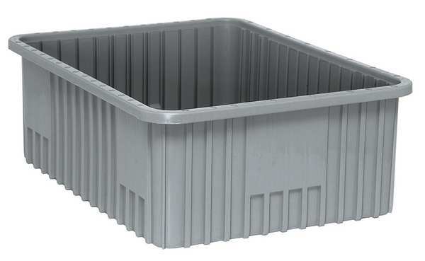 Divider Box, Gray, Polypropylene, 22 1/2 in L, 17 1/2 in W, 8 in H, 1.39 cu ft Volume Capacity