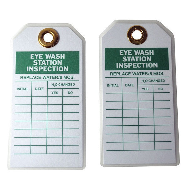 Eye Wash Sta Inspection Tag, Grn/Wht, PK10