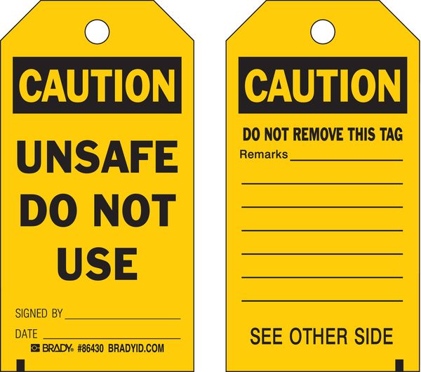 Caution Tag, 5 3/4 in Height, 3 in Width, English
