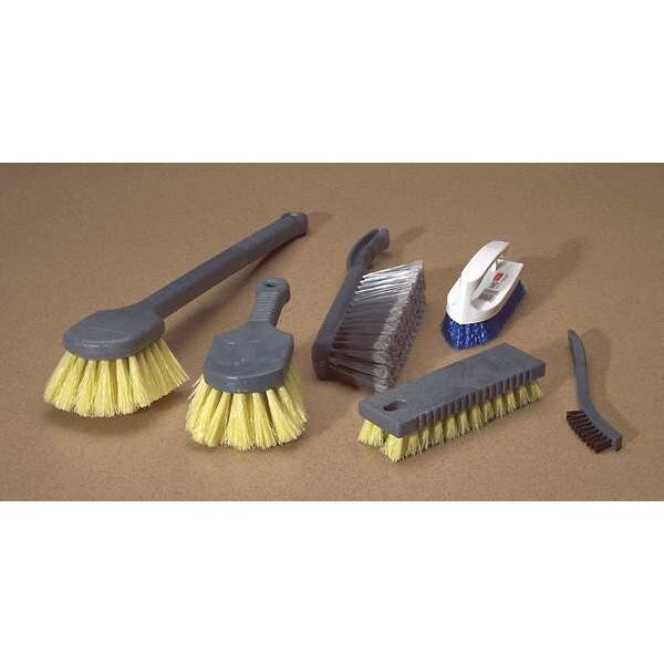 2 in W Bench Brush, Medium, 4 1/2 in L Handle, 8 in L Brush, Gray, Plastic, 12 1/2 in L Overall